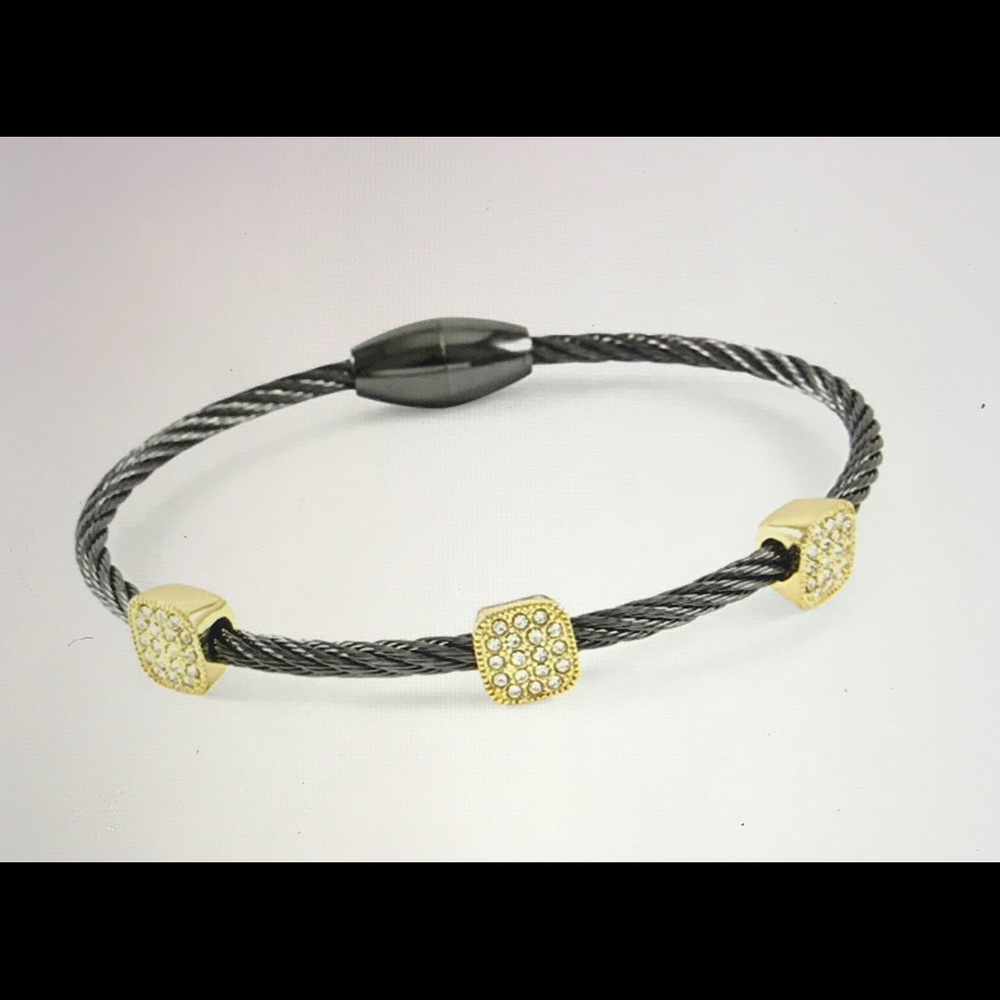 Glamouresq 2-Tone CZ High End Bangle Bracelet